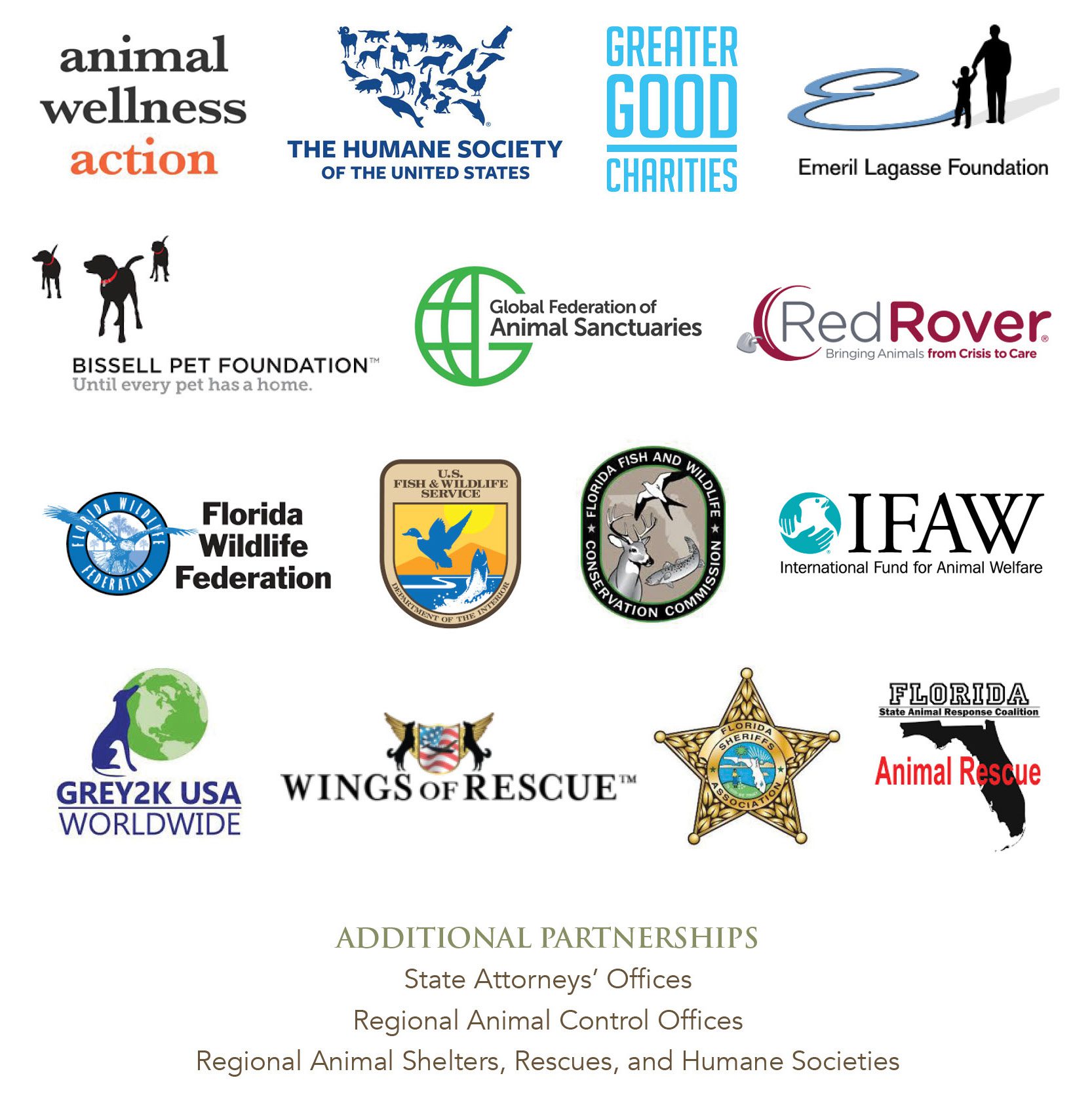 logos of the Partners of Alaqua Animal Refuge